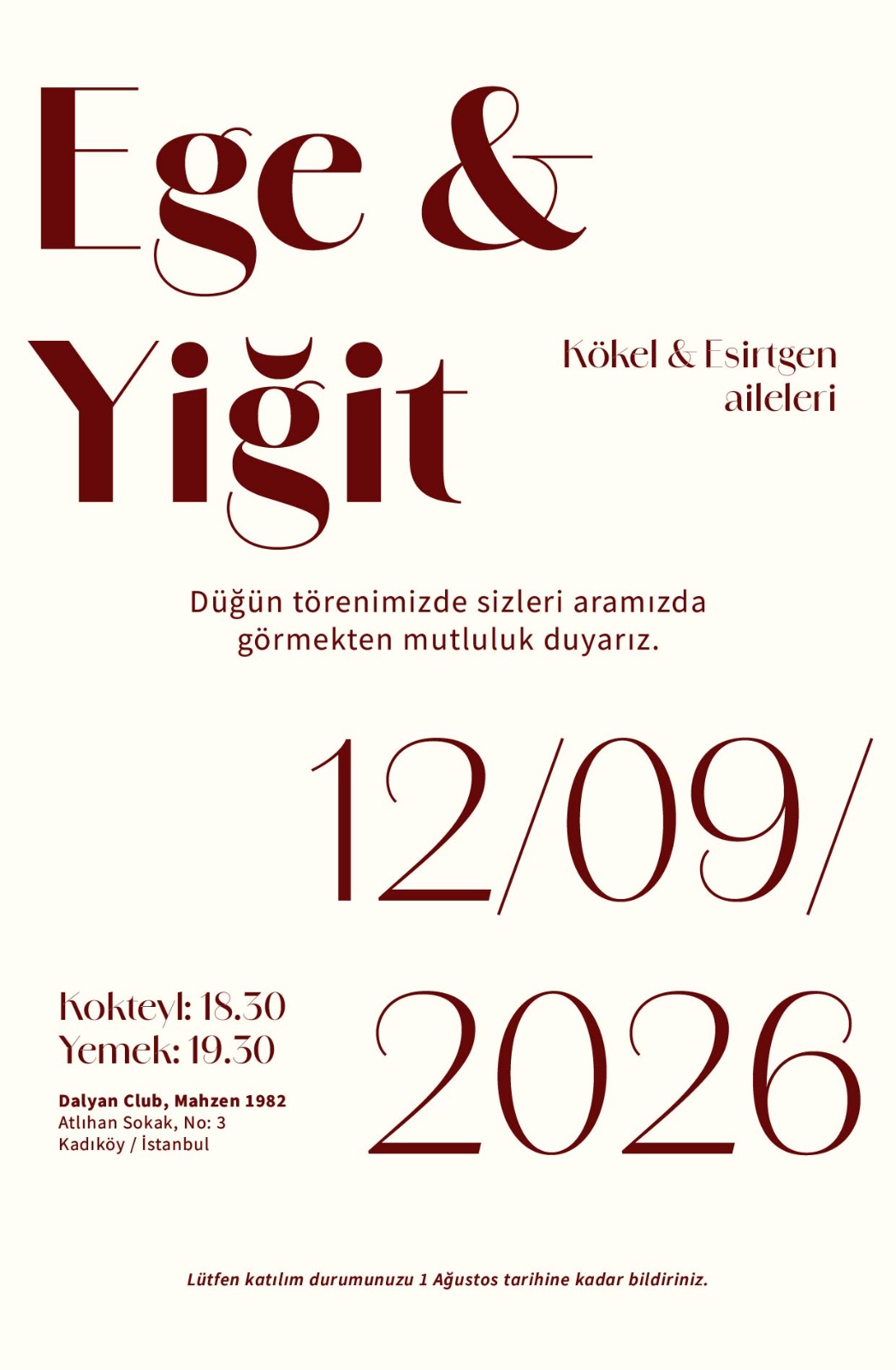 Ege & Yiğit — wedding invitation